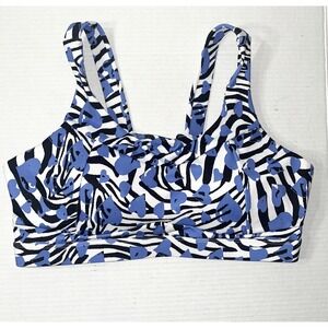 Running Girl Sports Bra XL Blue White AOP High Impact Padded Gym Yoga Workout